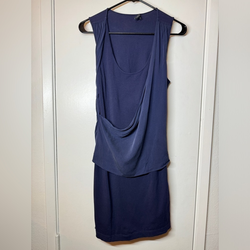 Theory Donava Silk Blend Stretch Tank Tunic Sleeveless Blue Mini Dress Small